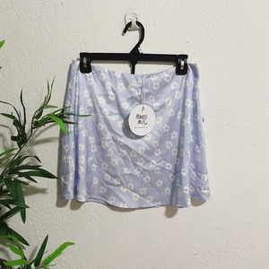 Princess Polly Light Blue Floral Satin Mini Skirt Size 8